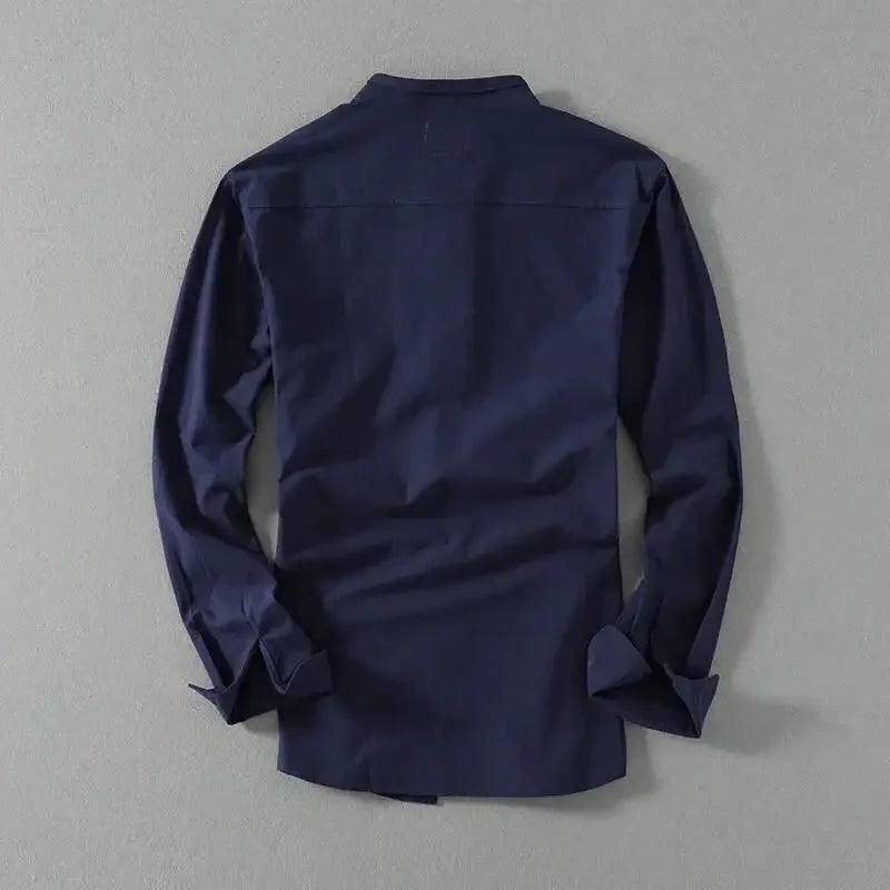 Vintage Mandarin - Cotton Shirt Long Sleeve