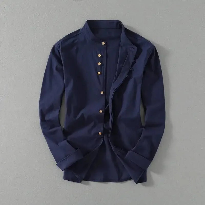 Vintage Mandarin - Cotton Shirt Long Sleeve