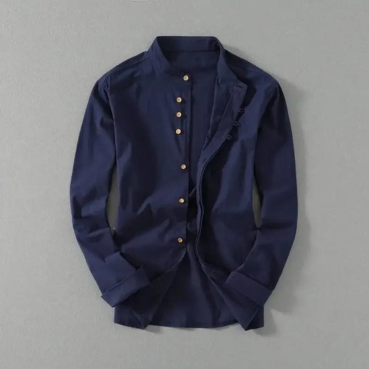 Vintage Mandarin - Cotton Shirt Long Sleeve
