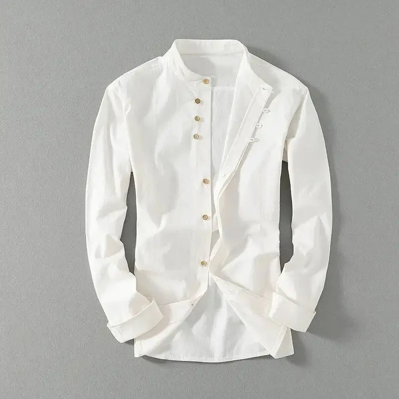 Vintage Mandarin - Cotton Shirt Long Sleeve