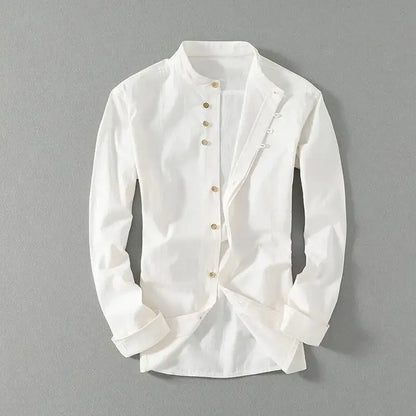 Vintage Mandarin - Cotton Shirt Long Sleeve