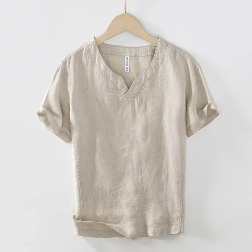 CAPRI Pure Linen V-Neck Tee