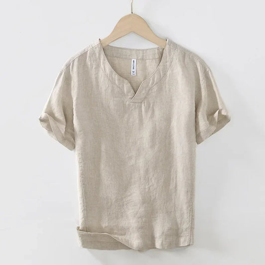 CAPRI Pure Linen V-Neck Tee