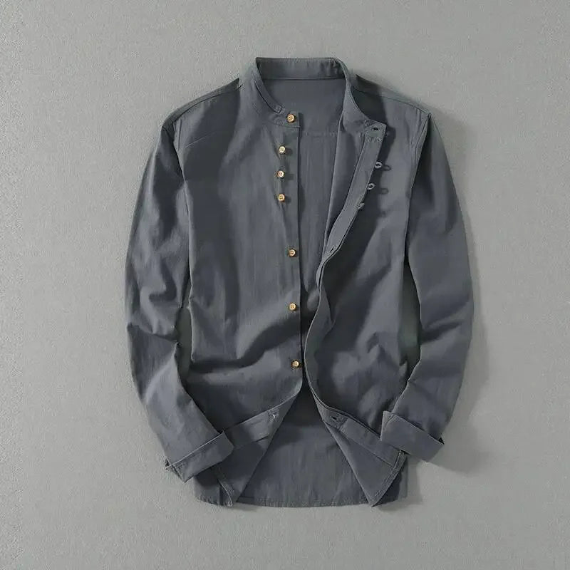 Vintage Mandarin - Cotton Shirt Long Sleeve