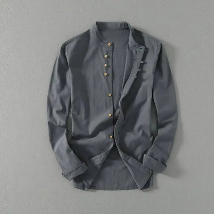 Vintage Mandarin - Cotton Shirt Long Sleeve