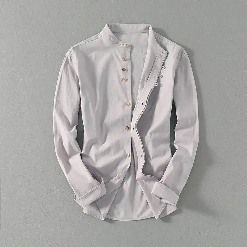 Vintage Mandarin - Cotton Shirt Long Sleeve